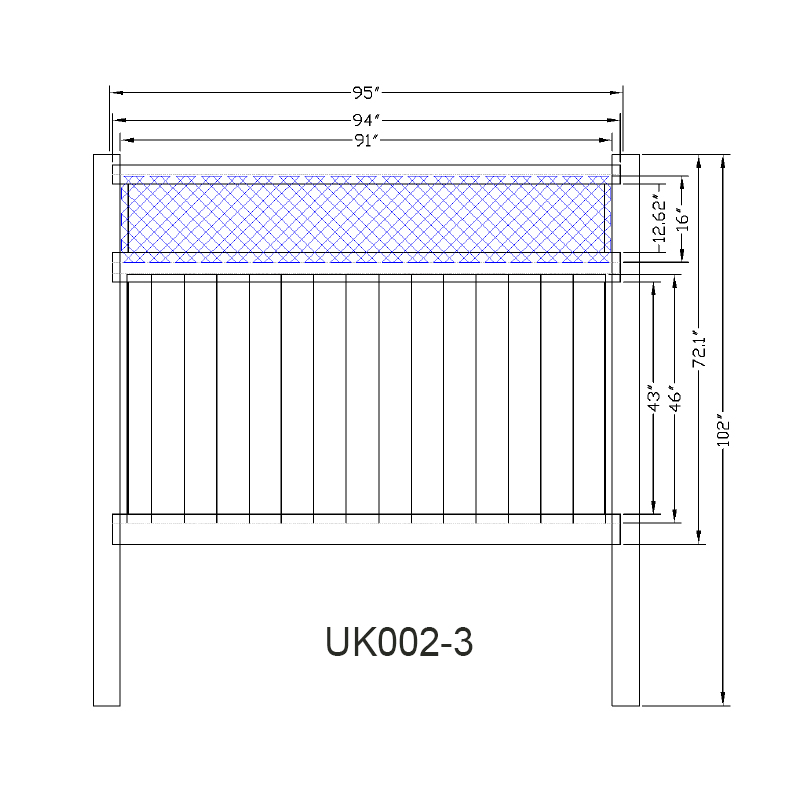 Barrière de protection en vinyle facile à installer de 5 pi x 8 pi avec treillis supérieur